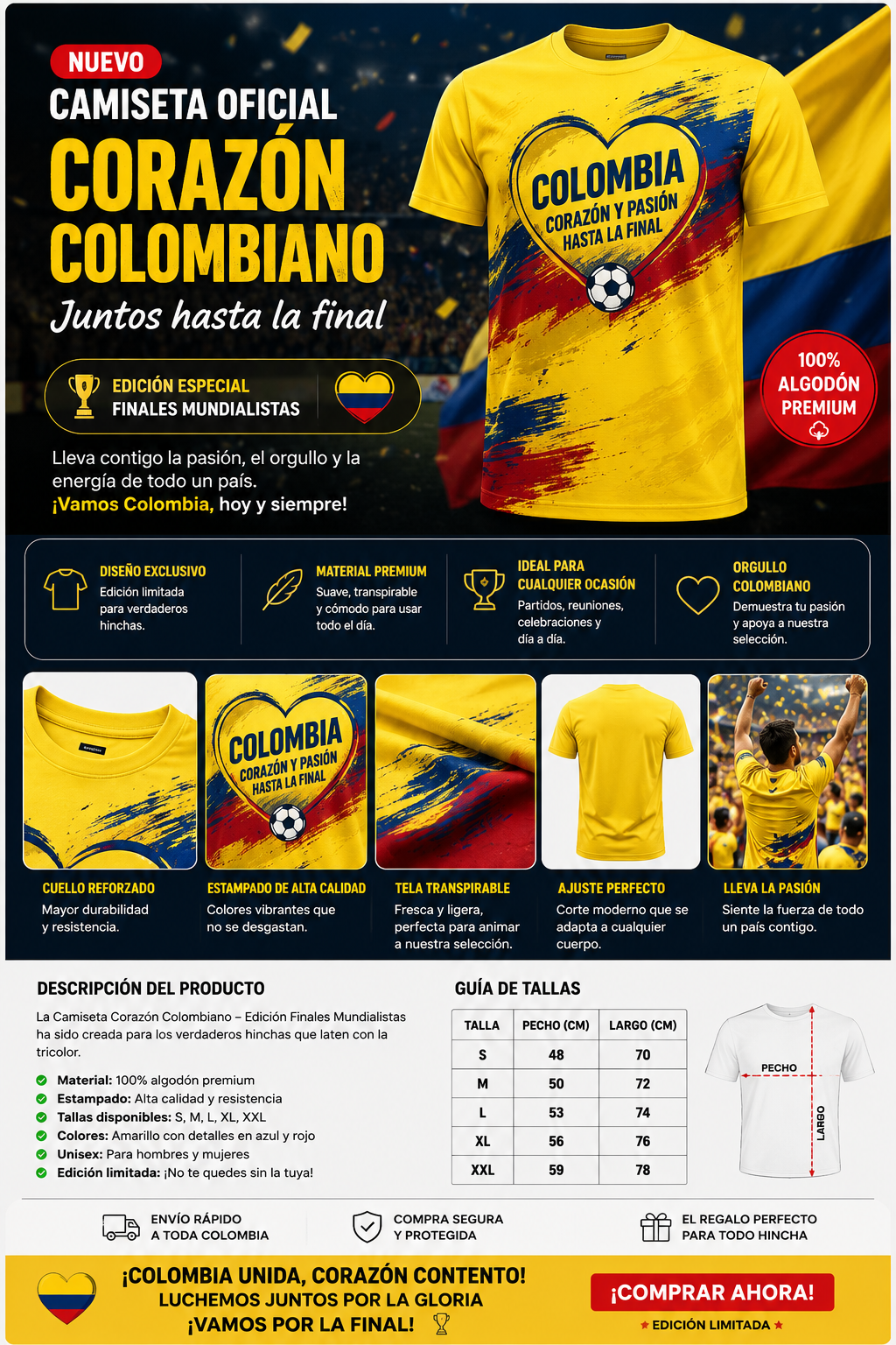 Camiseta "Corazón Colombiano"